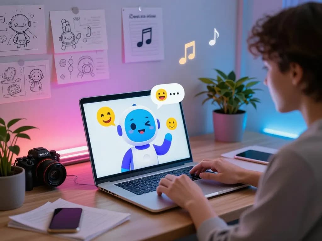Engaging chat with crushon ia AI character in a modern workspace.