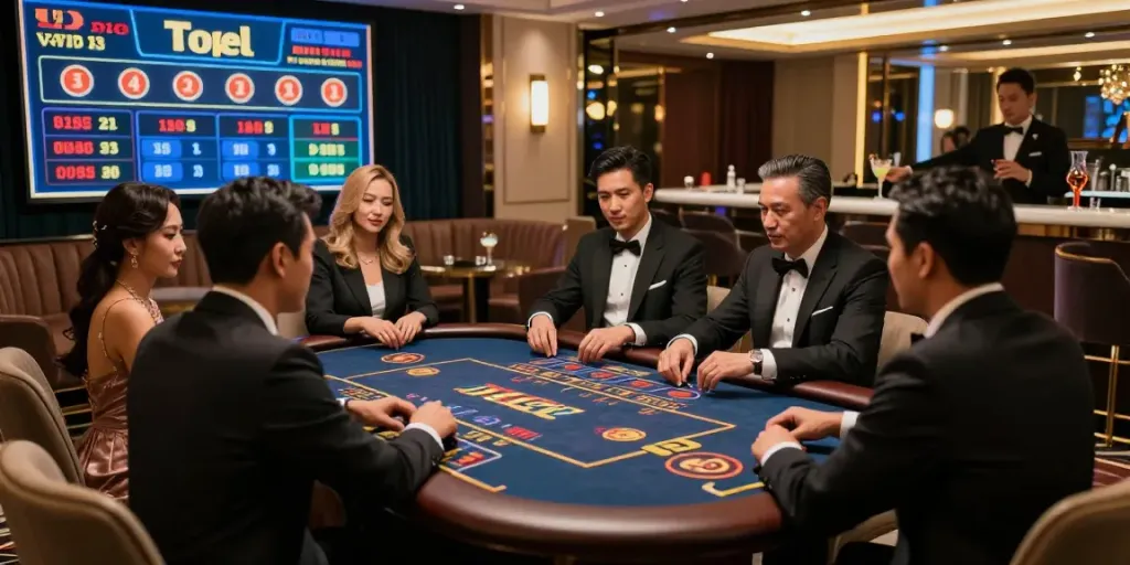 Seributoto dalam suasana santai para pemain togel 4D di lounge mewah.