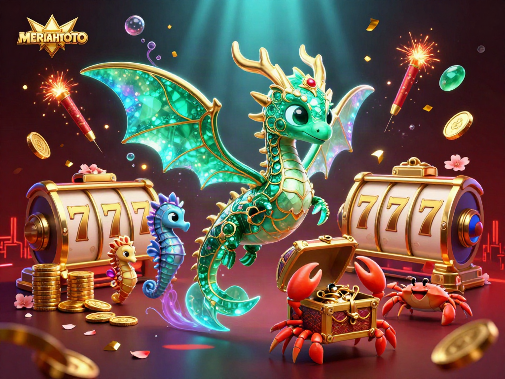 Menangkan permainan slot di MERIAHTOTO dengan ilustrasi naga laut dan harta karun yang menakjubkan.