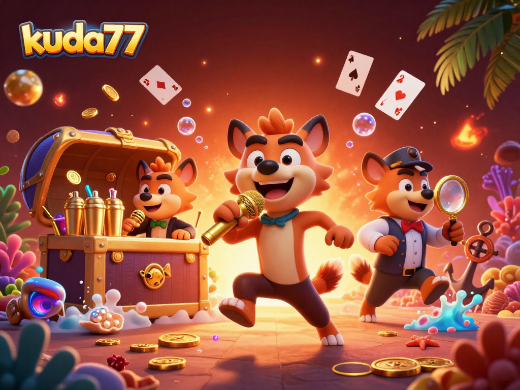 Mainkan kuda77 di kasino dengan hyena lucu dan hadiah menarik di sekitarnya.