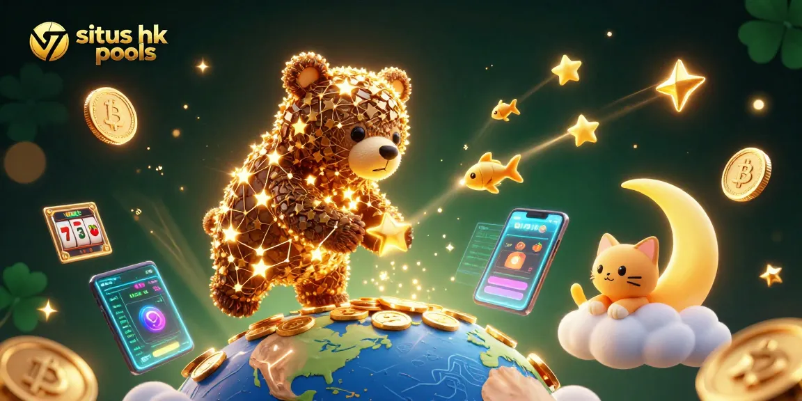 Menangkan permainan lotere di situs hk pools dengan ilustrasi menarik yang menampilkan karakter dan elemen kasino.