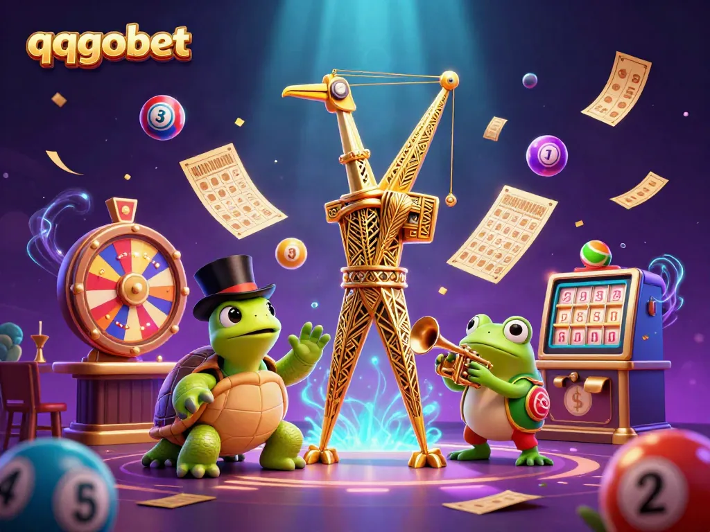 Engage with the enchanting world of gambling as qqgobet characters come to life amidst colorful lottery elements.