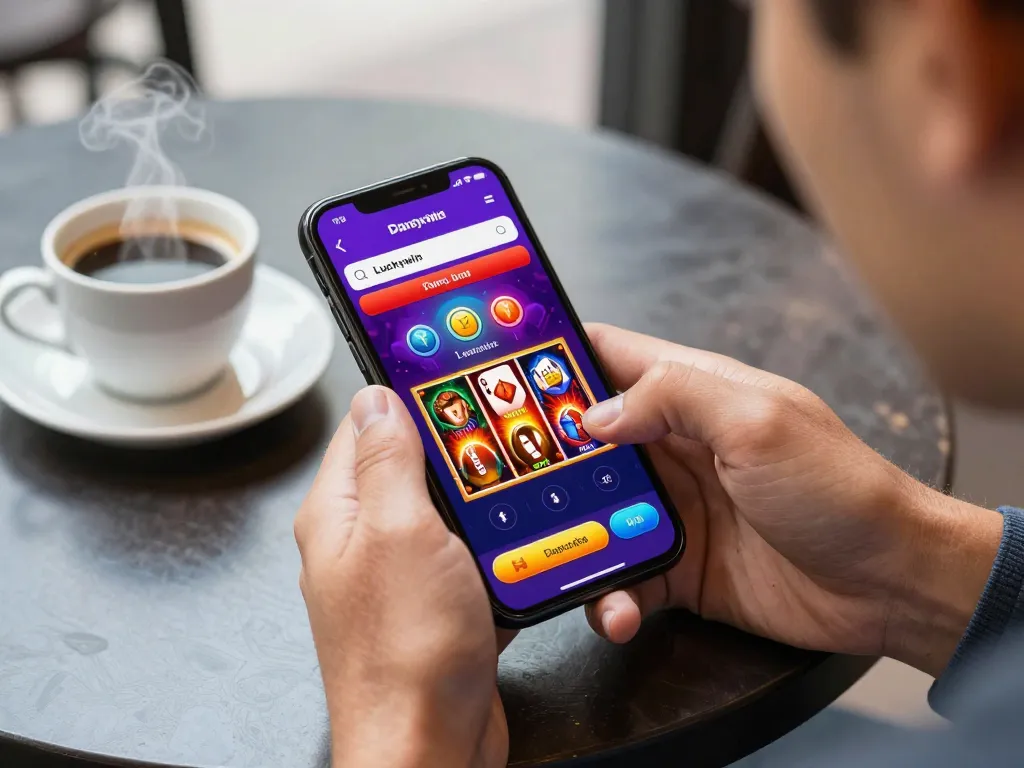 Accessing Đăng nhập Luckywin on an online casino app, showcasing vibrant game options and engaging interface.