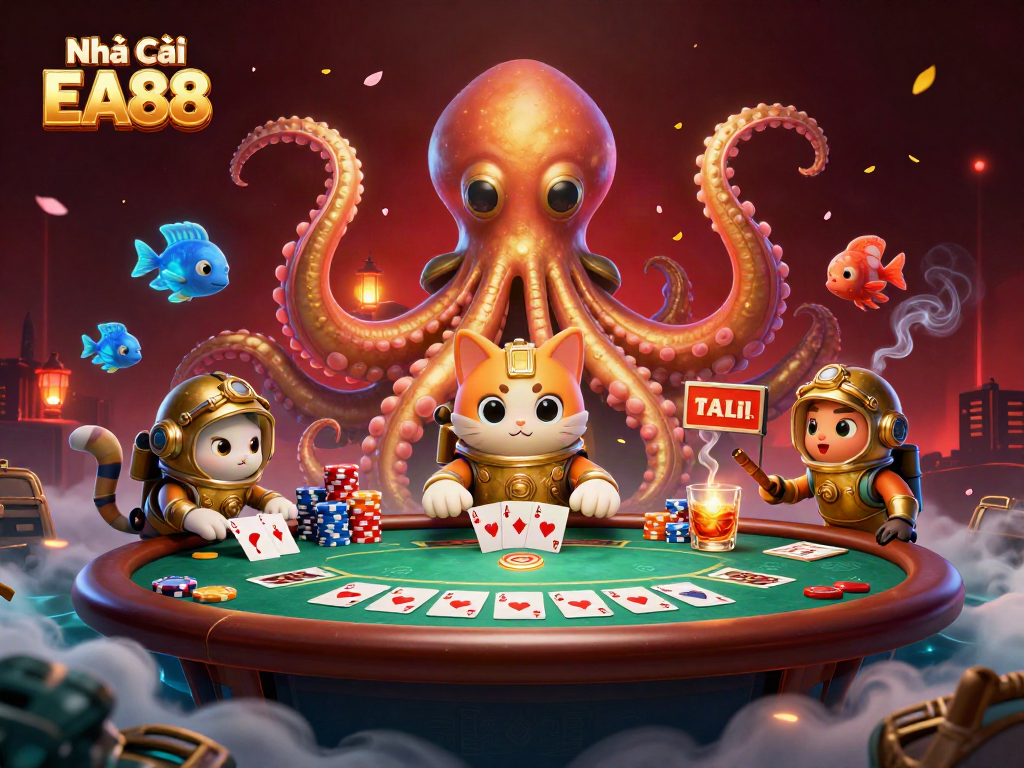 Engage in thrilling casino action at Nhà Cái EA88 with vibrant characters and gaming elements.