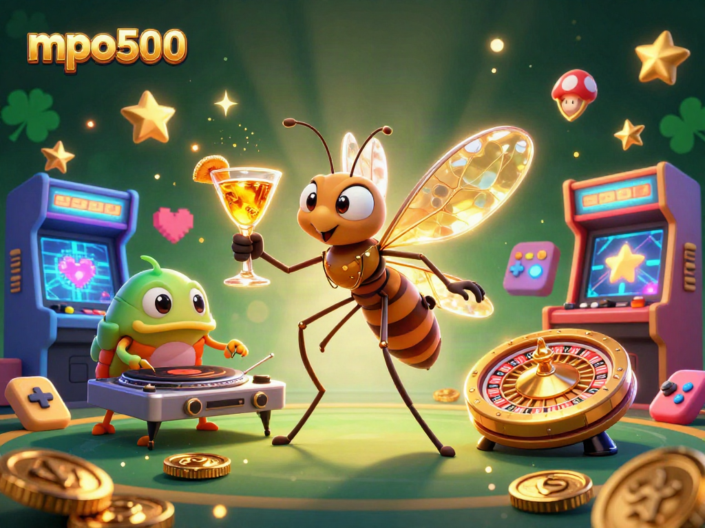 Perhatikan mpo500 saat bermain dengan karakter kasino unik dan mesin permainan 3D berwarna-warni.