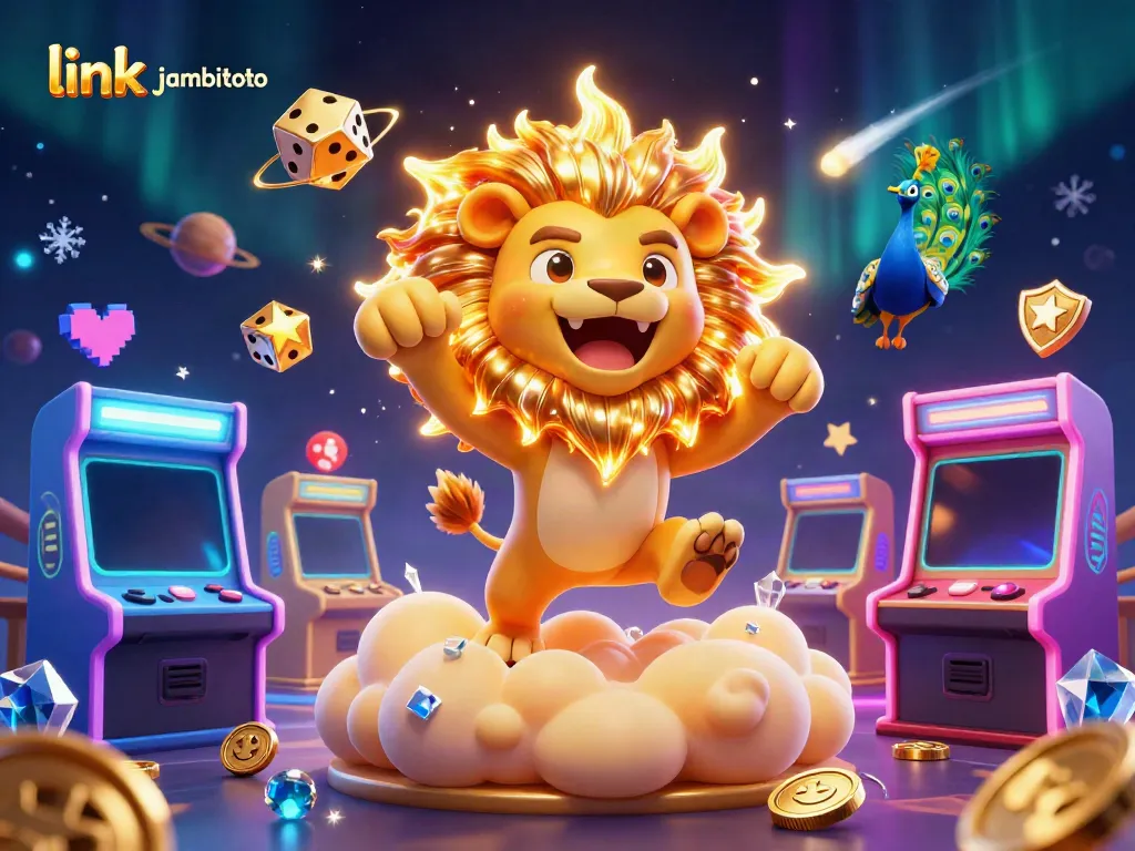 Engage with link jambitoto in this vibrant 3D casino illustration showcasing dynamic gaming elements and characters.