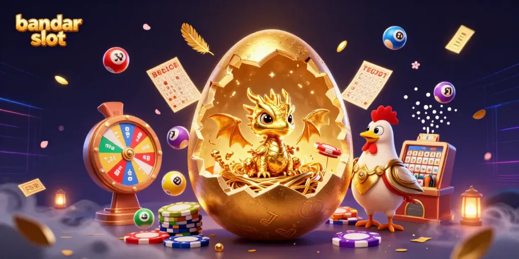Kemenangan besar di bandar slot dengan naga emas dan simbol permainan yang berkilau