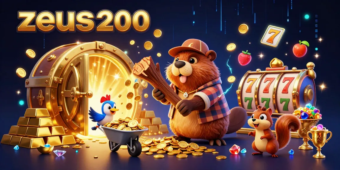 Zeus200 menawarkan permainan slot yang menarik dengan berang-berang memotong pohon yang menghasilkan koin emas.
