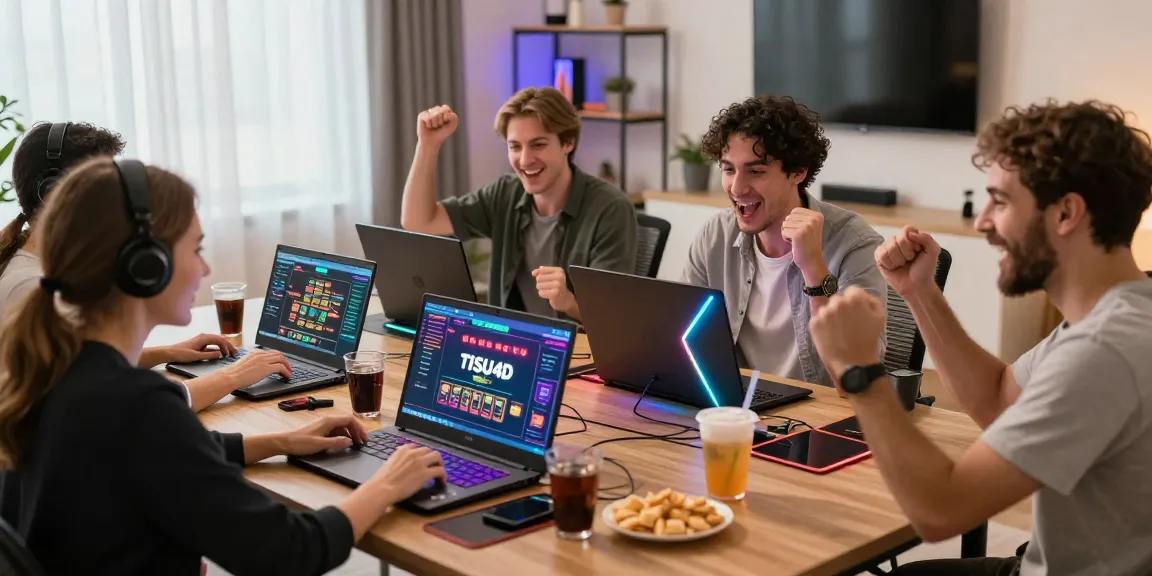 Platform TISU4D dengan teman-teman merayakan kemenangan dalam permainan kasino online.