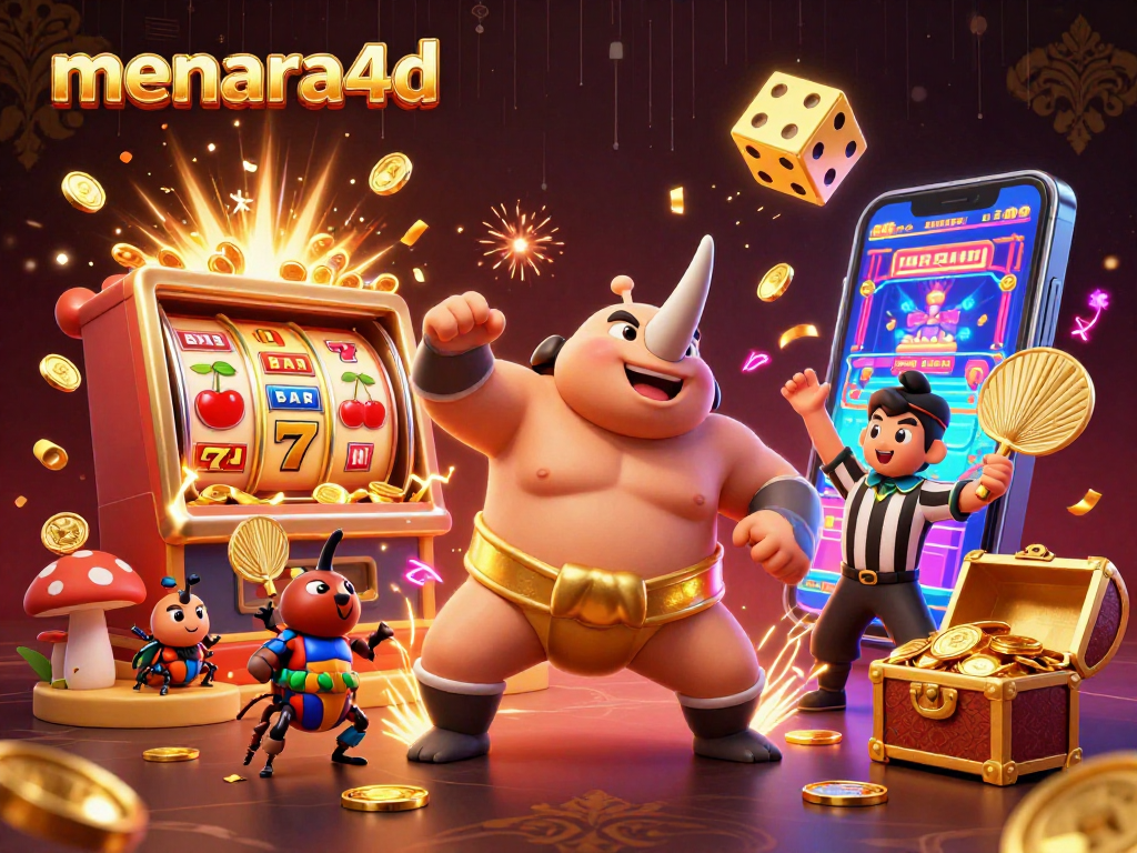 Gambarkan kemenangan menara4d dengan kejuaraan sumo kumbang di kasino yang meriah.