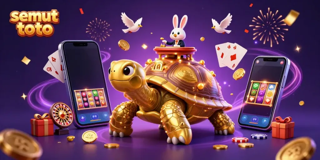 Kraft emas semut toto berjudi di kasino mini dengan dealer kelinci dan koin bersinar.