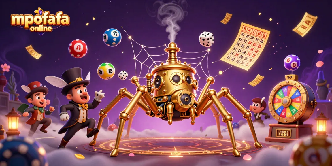 Experience thrilling gameplay with mpofafa online, featuring a steampunk spider weaving a casino web.