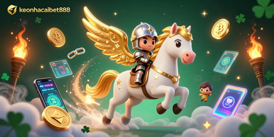 Experience keonhacaibet888 with a dynamic celestial scene showcasing cryptocurrency elements and gambling excitement.