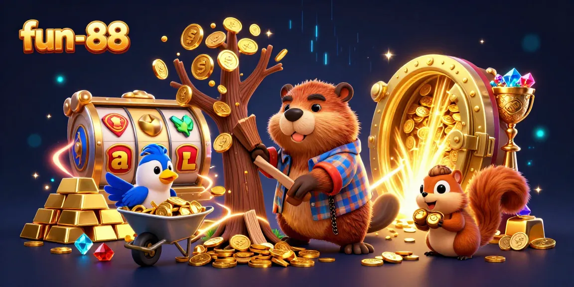 Find winning strategies with fun-88 as the beaver chops trees raining coins amidst dynamic casino elements.