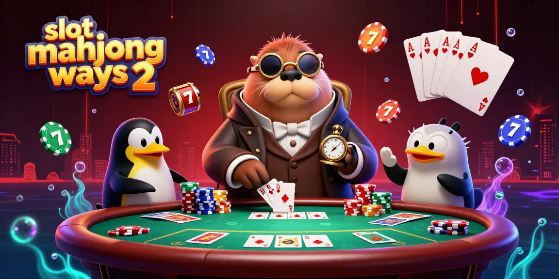 Experience the excitement of slot mahjong ways 2 as a joyful walrus and friends play with vibrant casino elements.