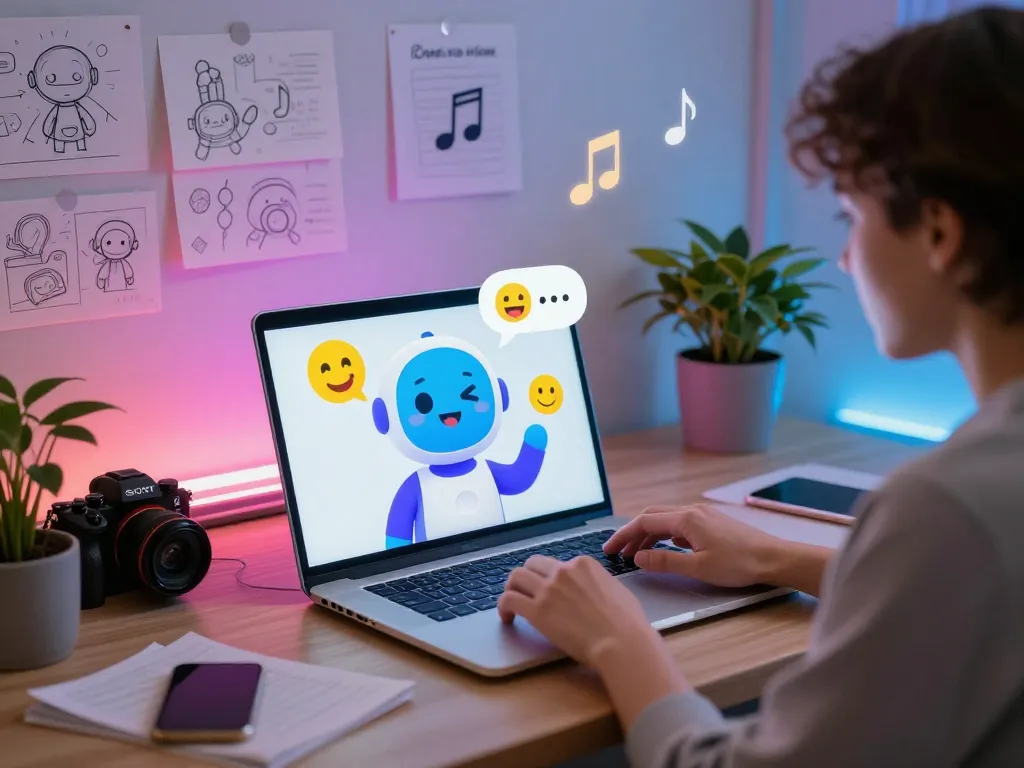 Engaging chat with crushon ia AI character in a modern workspace.