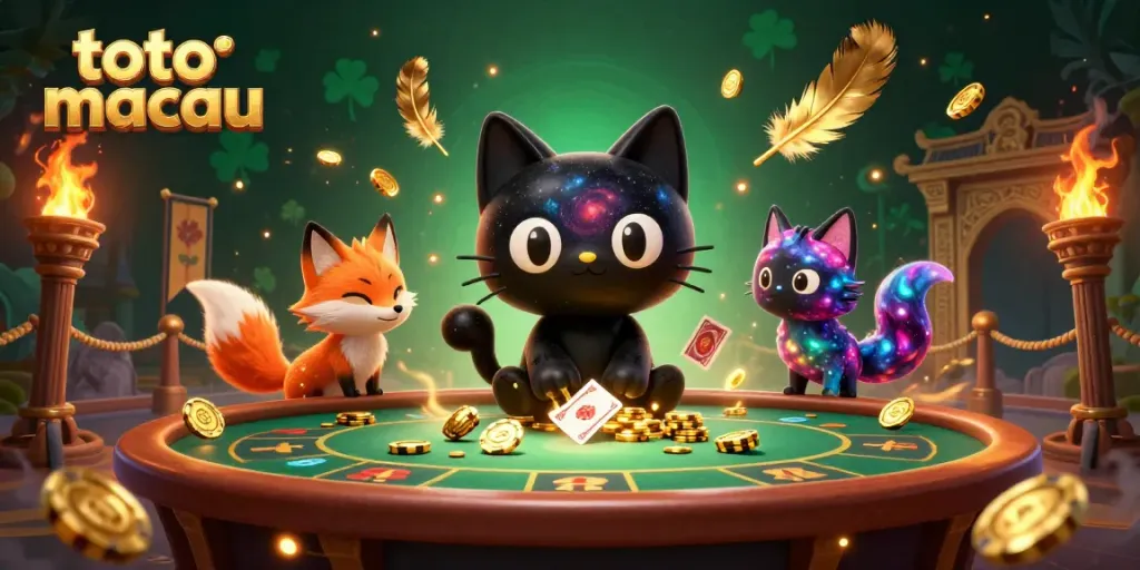 Engage in thrilling Toto Macau gameplay with a cosmic-themed casino scene featuring dynamic characters.