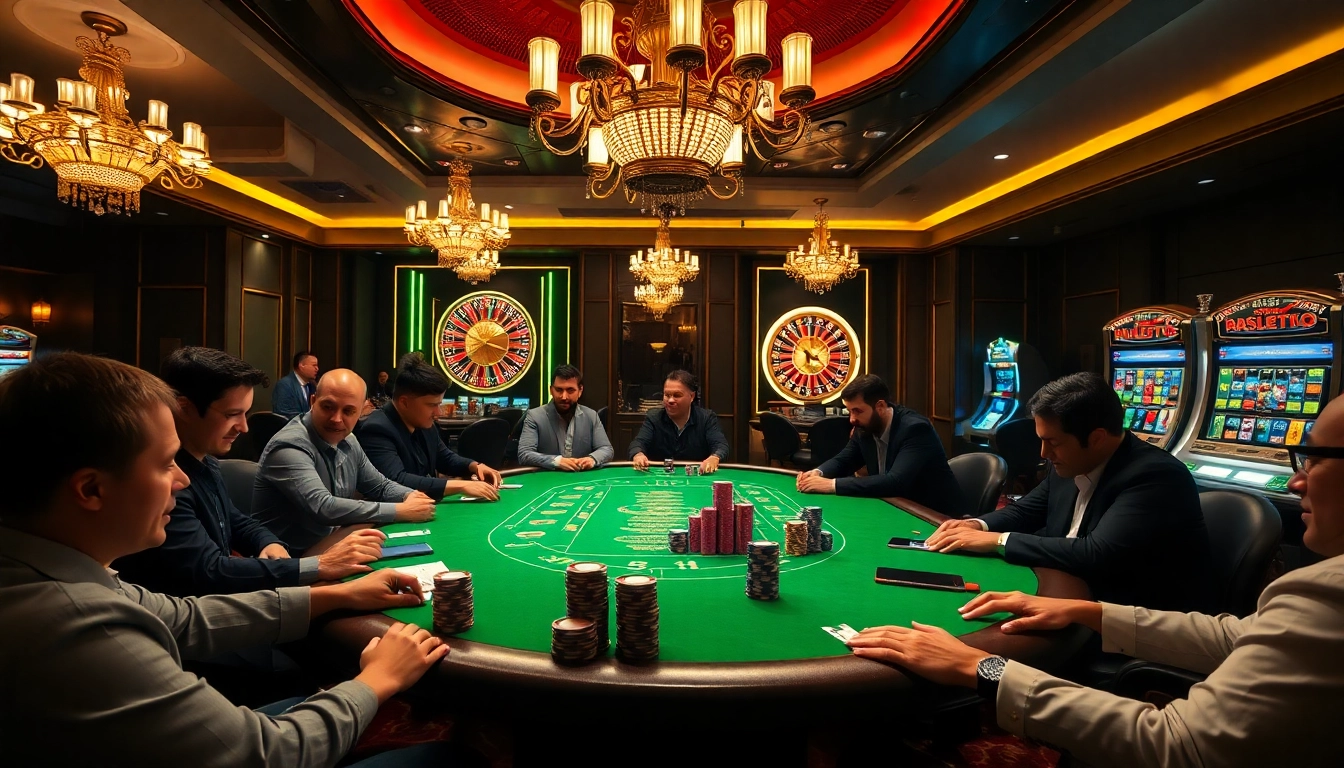 Experience high-stakes gameplay at https://tt88.to/ with a luxurious poker table and excited players.