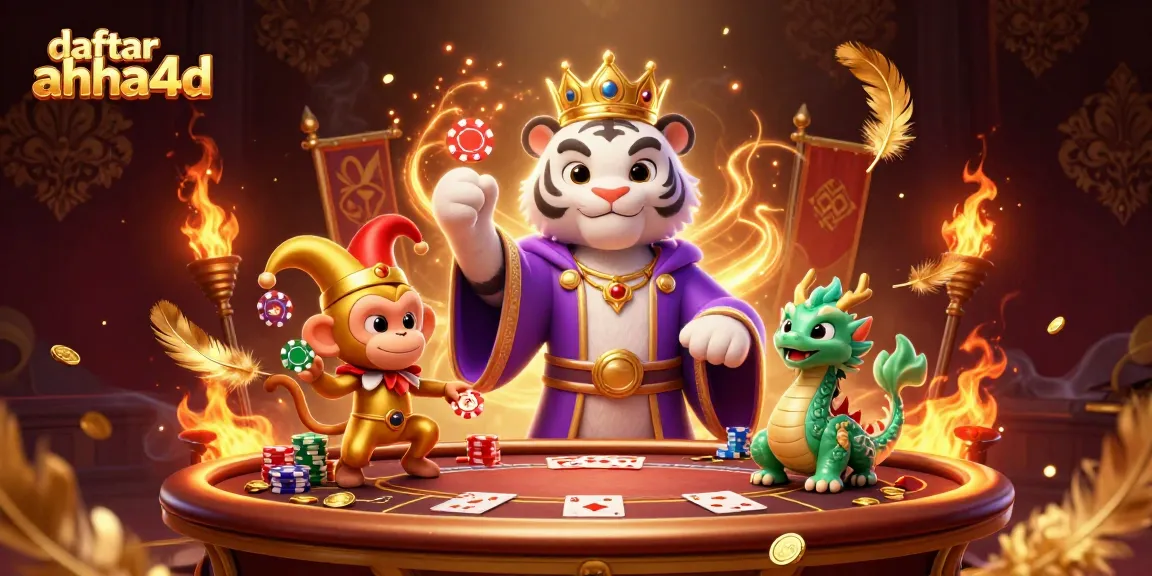 Gambarlah daftar ahha4d dengan harimau putih memberi keberuntungan dan monyet emas menjuggl kelipatan kartu poker.