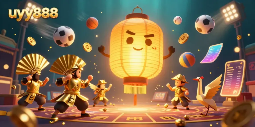 Experience thrilling gameplay with uyy888, featuring vibrant 3D elements of a fantasy casino scene.