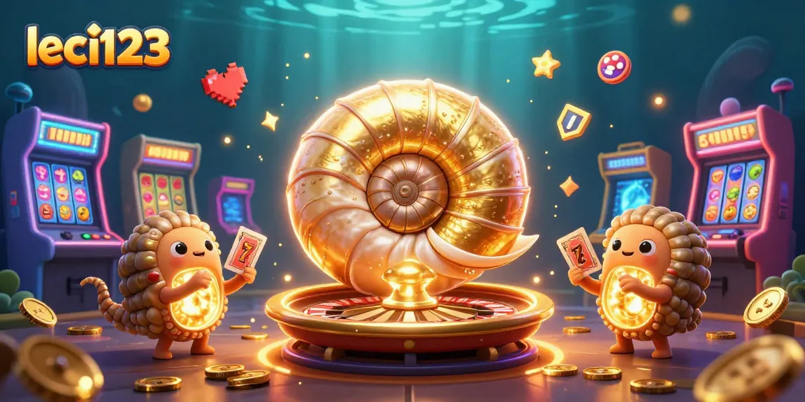 Permainan seru leci123 dengan karakter nautilus dan simbol jackpot yang bersinar.