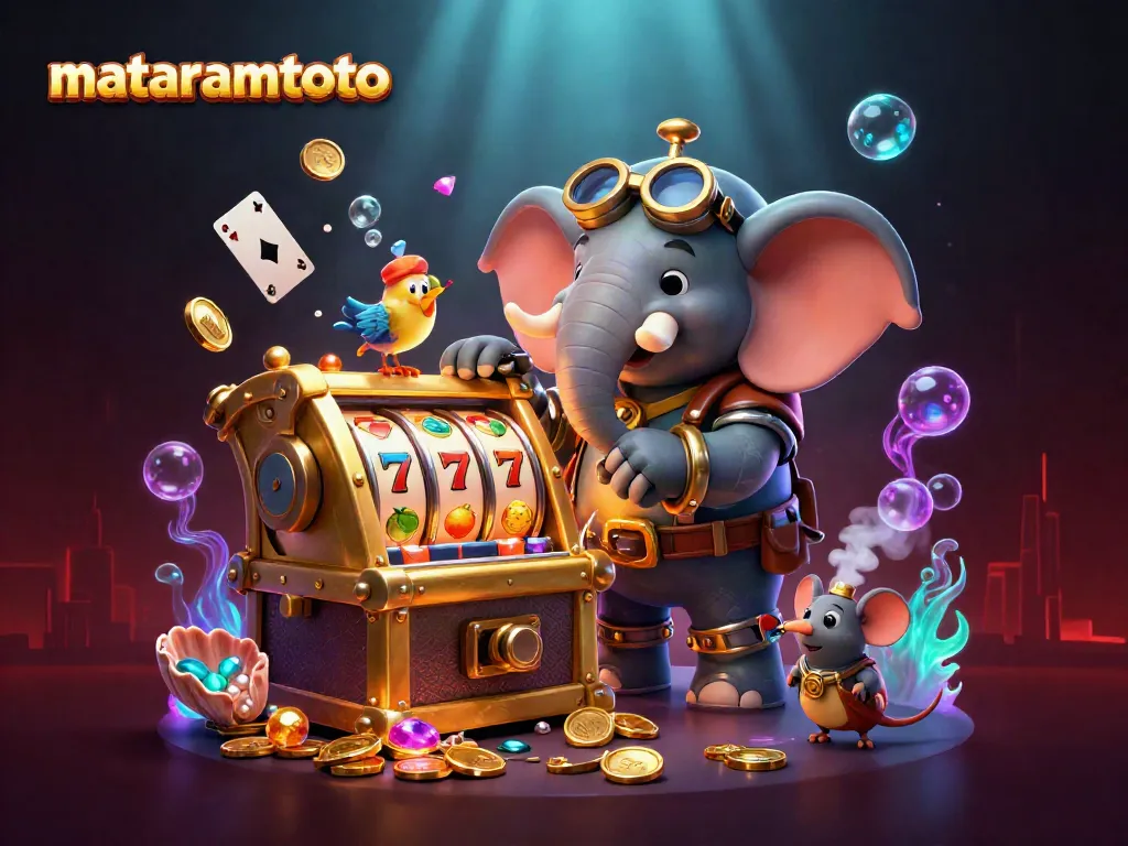 Engage in exciting gameplay with mataramtoto at a vibrant casino featuring a lively steampunk scene.