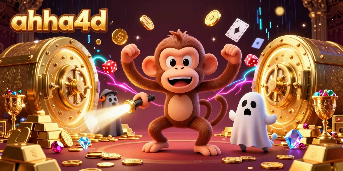 Experience the exciting world of ahha4d as a mischievous monkey juggles tokens in a dazzling casino.