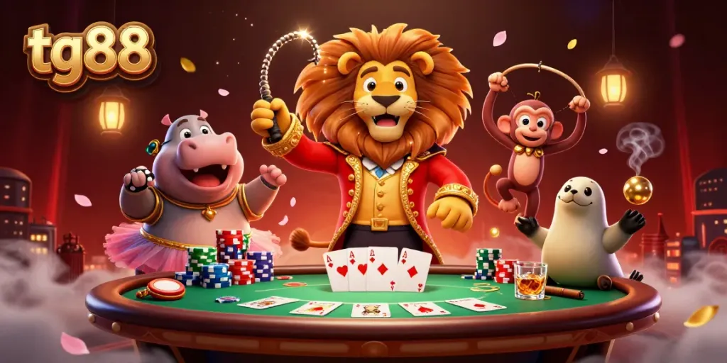 Experience the thrill of tg88 with vibrant characters at a bustling casino scene.