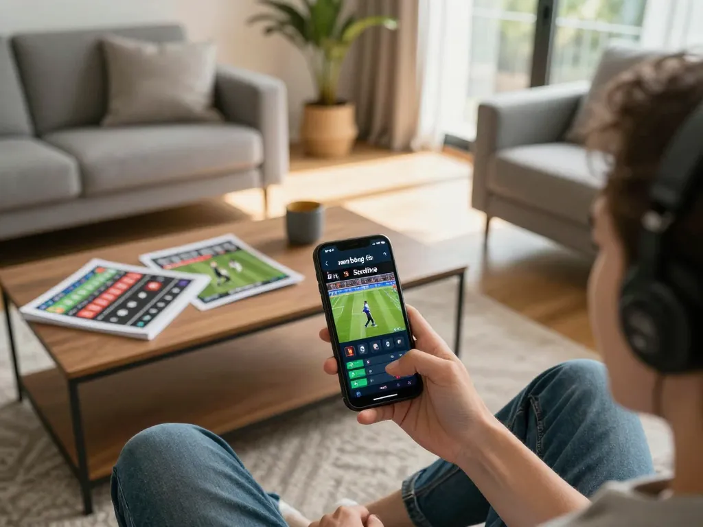 xem bóng đá Socolive on smartphone while engaging in sports betting at home