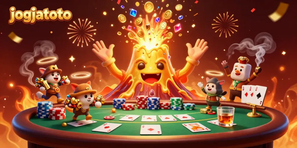 Experience thrilling gameplay with jogjatoto as the victorious golden volcano erupts in treasures.