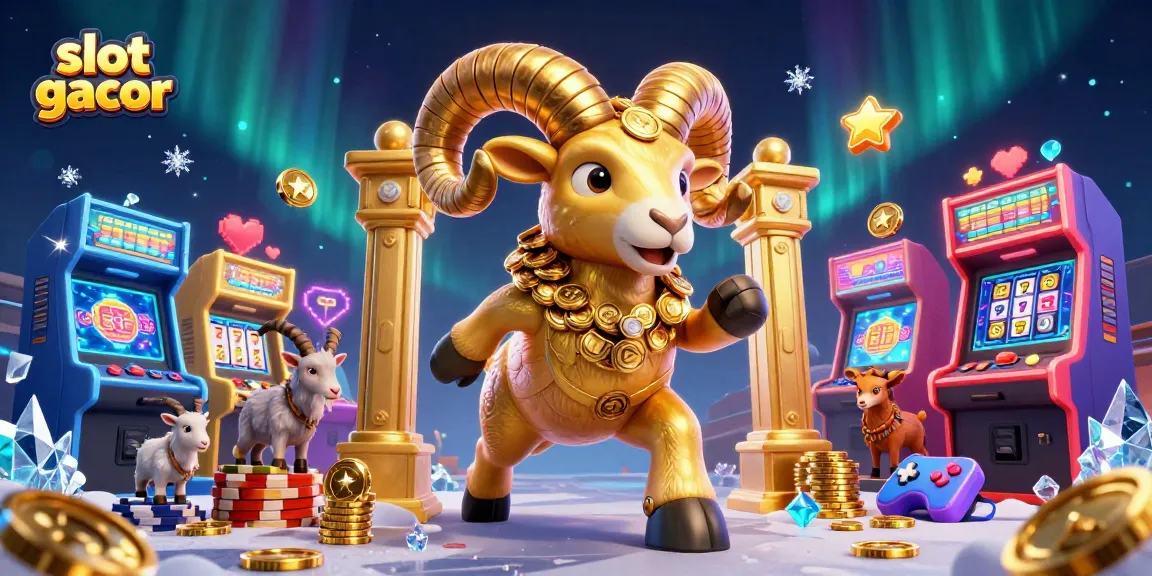 Spin the reels in vibrant slot gacor games featuring golden rams and colorful arcade machines.