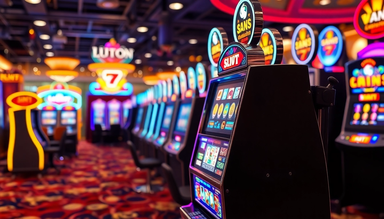 Experience slot gacor excitement with vibrant machines in a lively casino setting.