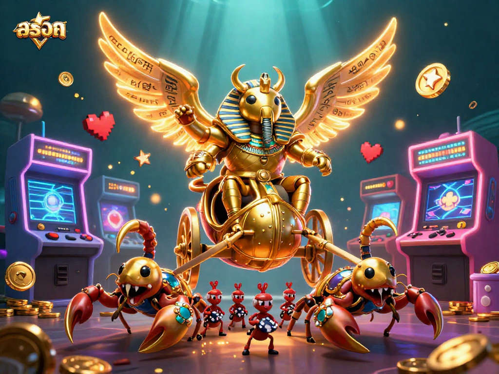 Engage in สล็อต adventures with vivid 3D characters in a vibrant casino scene.