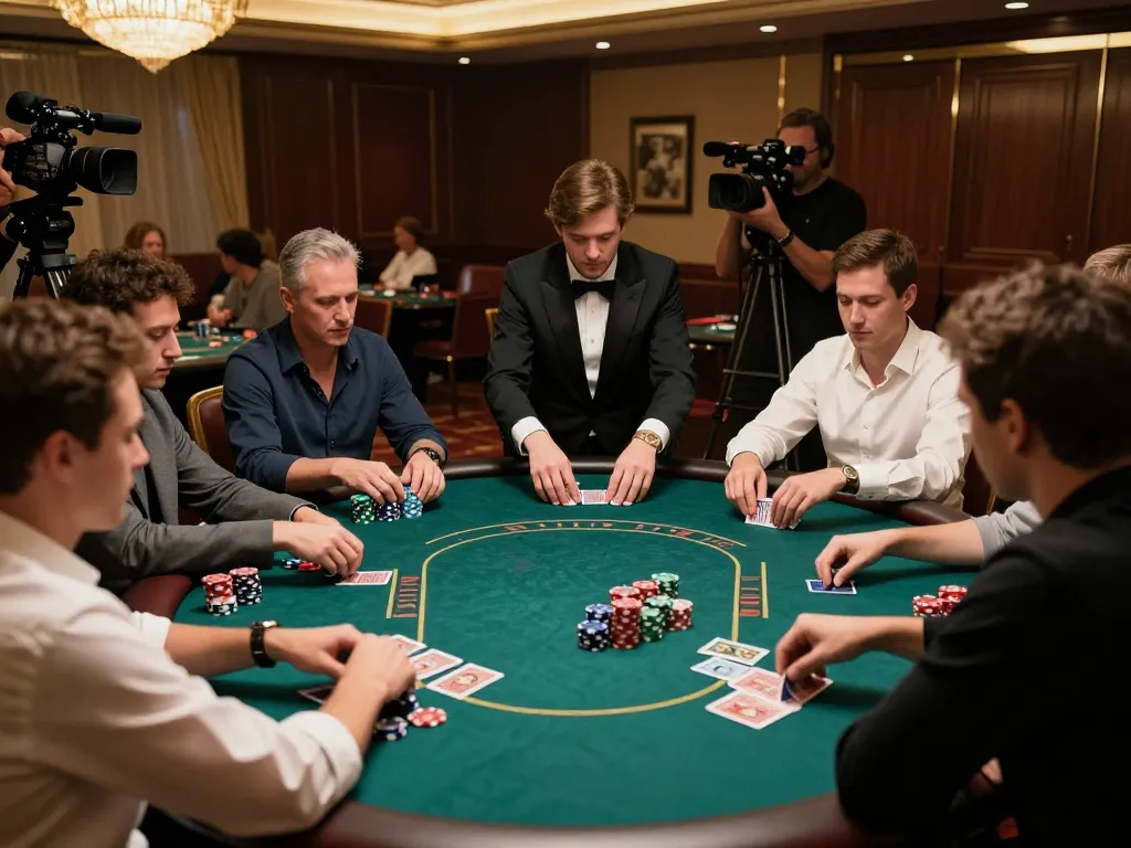 tr88 players placing high-stakes bets at a competitive poker table in a luxury casino setting