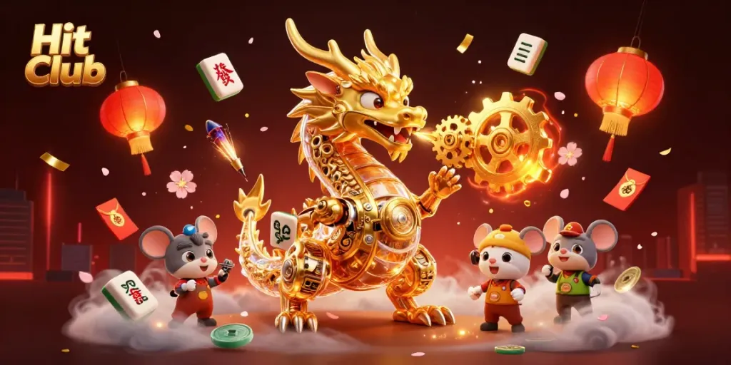 Experience the excitement of Hit Club as a golden dragon and engineer bring gambling elements to life.