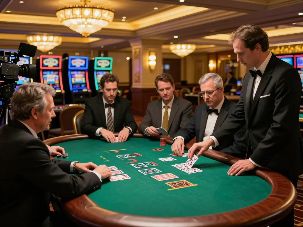 Players strategizing at tg88 blackjack table in a luxurious casino setting, highlighting excitement and depth.