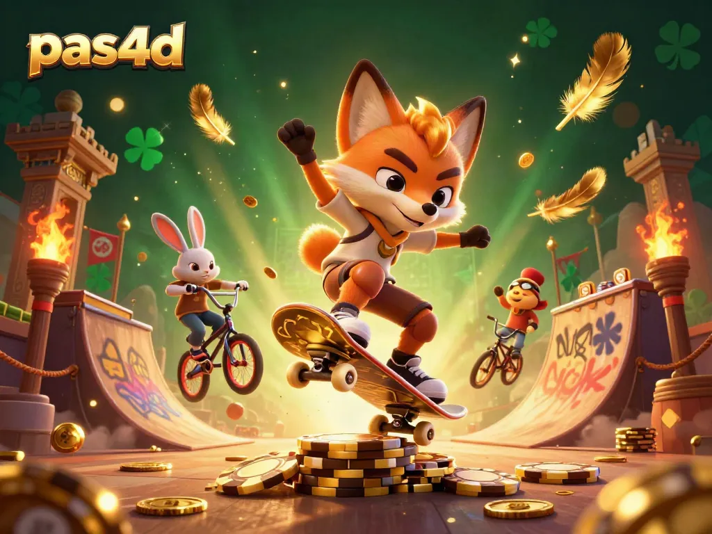 Menangkan permainan slot dengan pas4d dalam ilustrasi kasino yang menarik dan penuh warna.