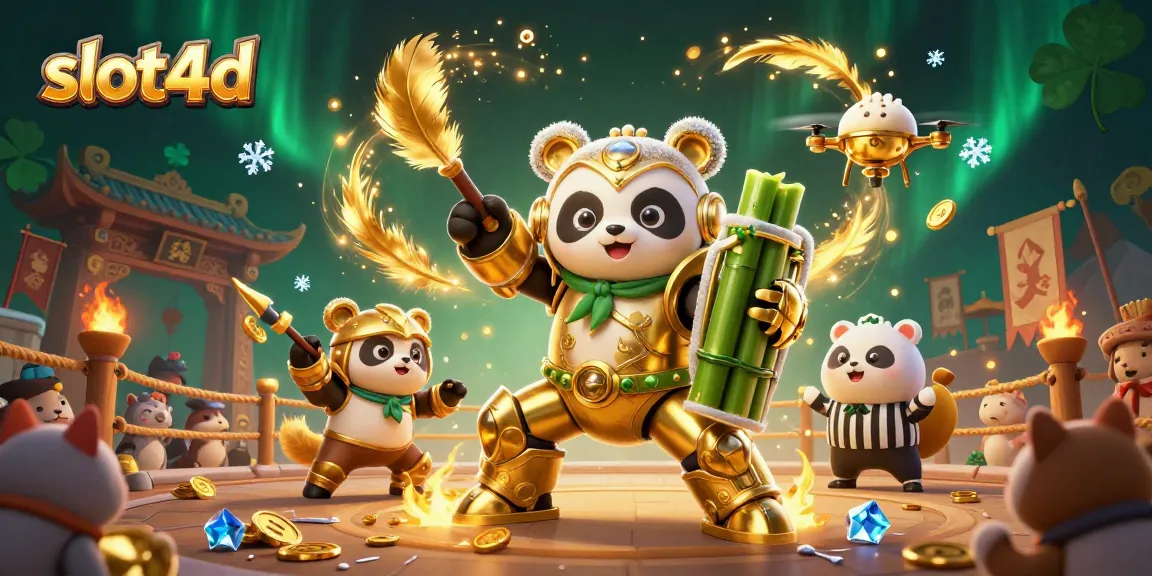 Bermain slot4d dengan panda emas dalam pertarungan seru di arena penuh simbol keberuntungan.