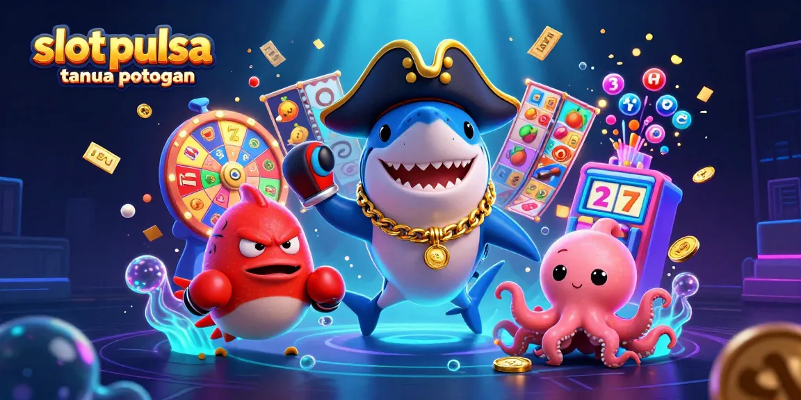 Experience the thrill of slot pulsa tanpa potongan in a vibrant underwater casino scene.