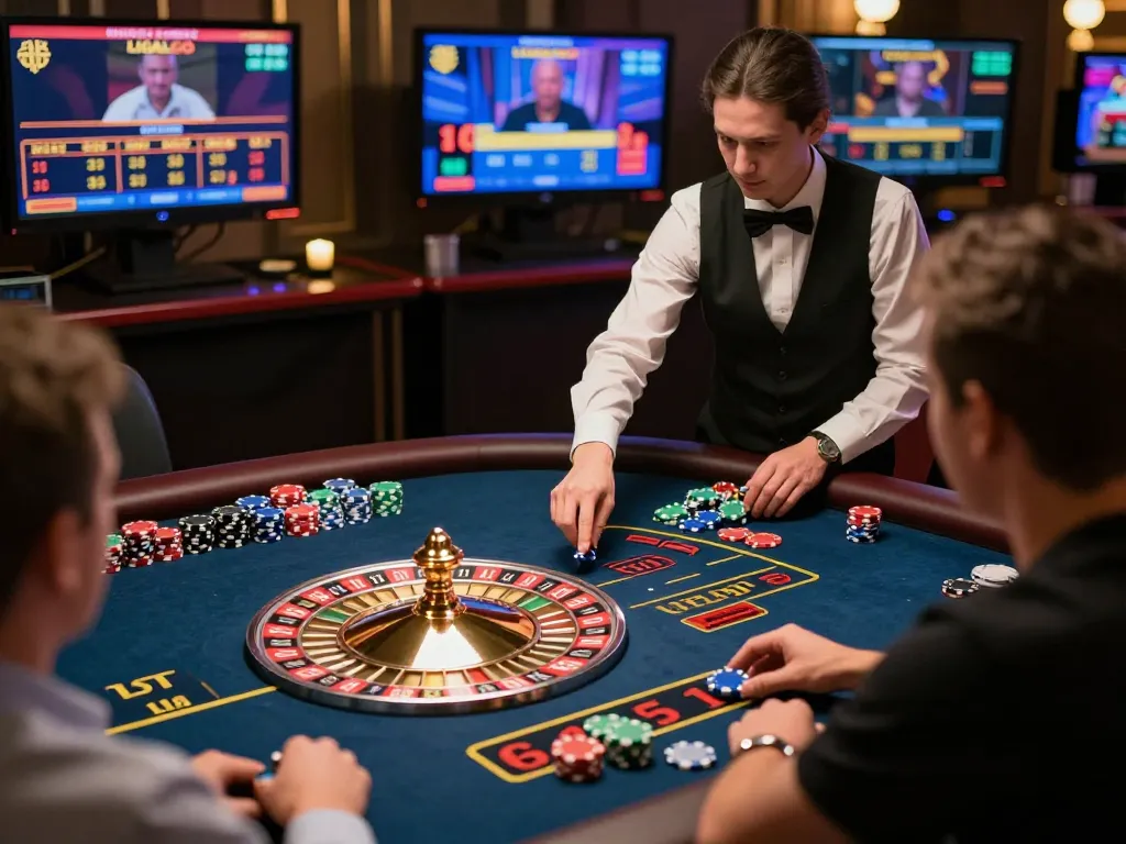 LIGALGO Slot gameplay featuring a live dealer engaging players in an immersive online casino setting.