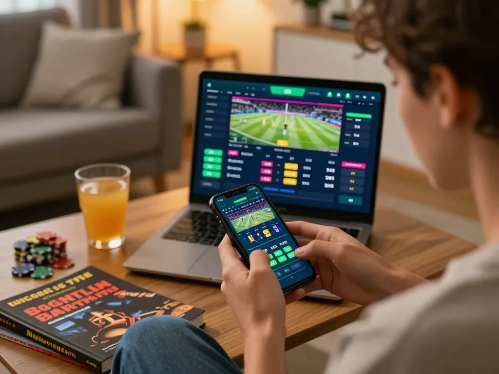 Engaging moment of sports betting with samsonbet86 on a smartphone, showcasing responsible gaming execution.