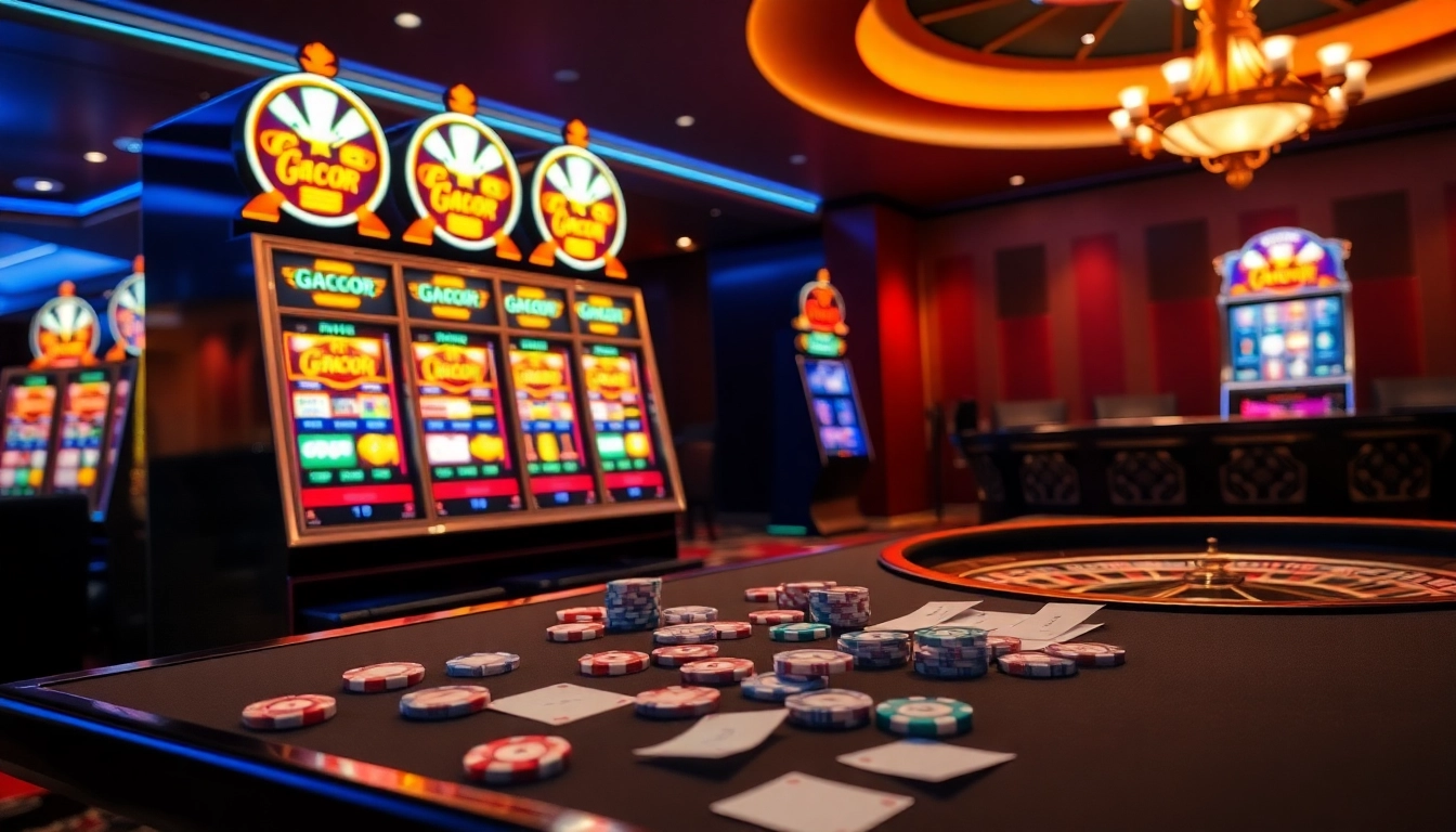 Experience the thrill of situs slot gacor with vibrant slot machines and casino ambiance.
