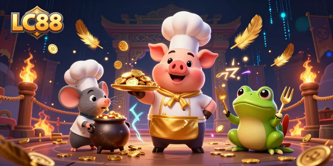 Experience the thrill of LC88 with gourmet gold coins, vibrant casino action, and engaging characters.