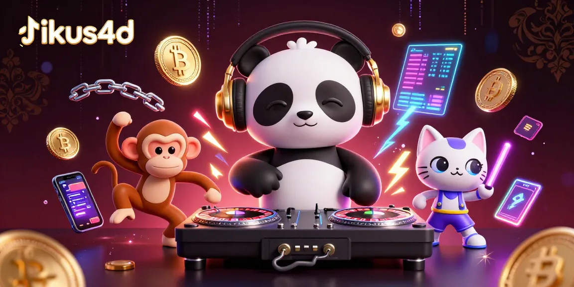 Experience tikus4d with a lively gaming scene featuring DJ panda, breakdancing monkey, and rave kitten.