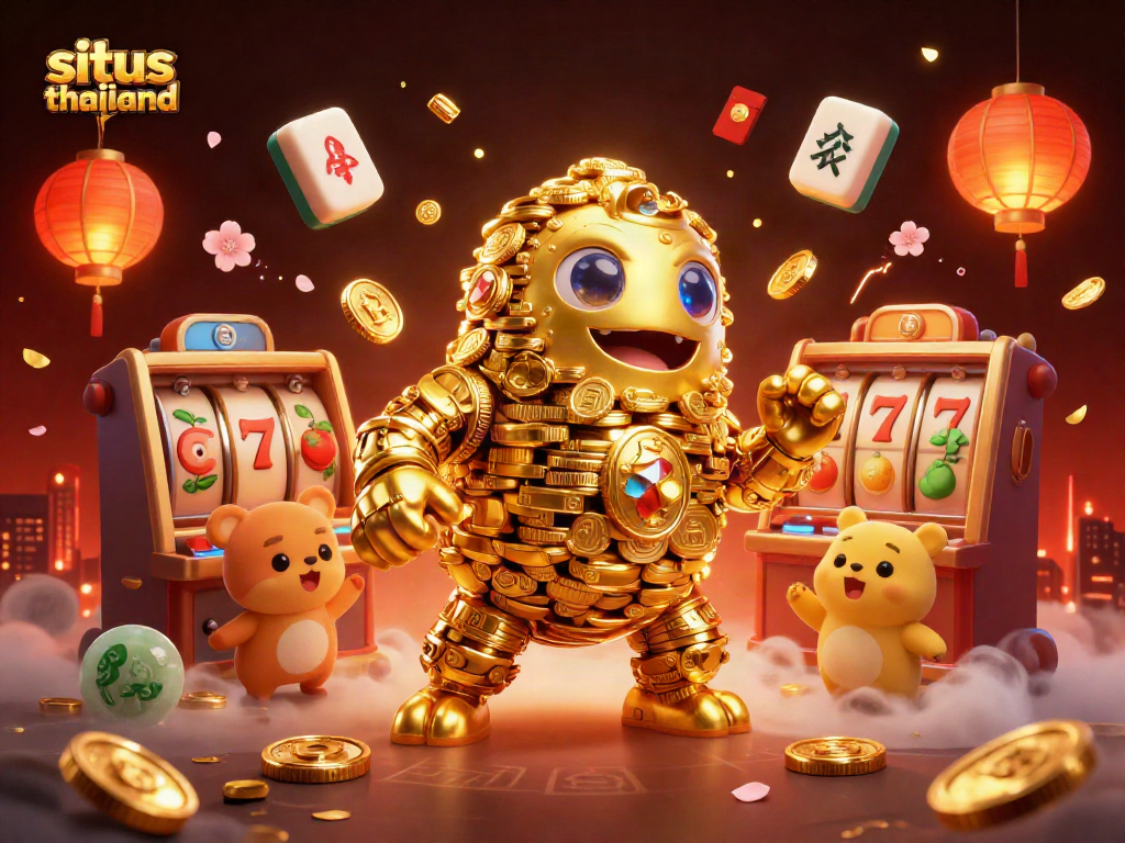 Experience the excitement of situs thailand with vibrant casino elements and dynamic characters in this digital illustration.