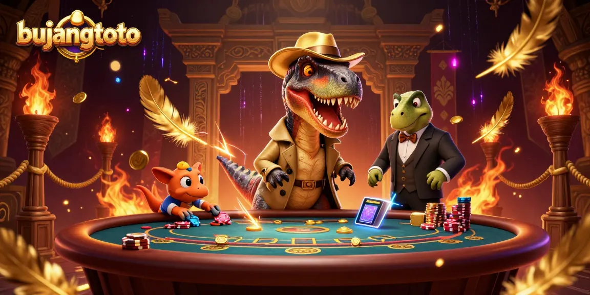 Bujangtoto menggabungkan kasino online dengan dinosaurus lucu dan suasana meriah di kasino.