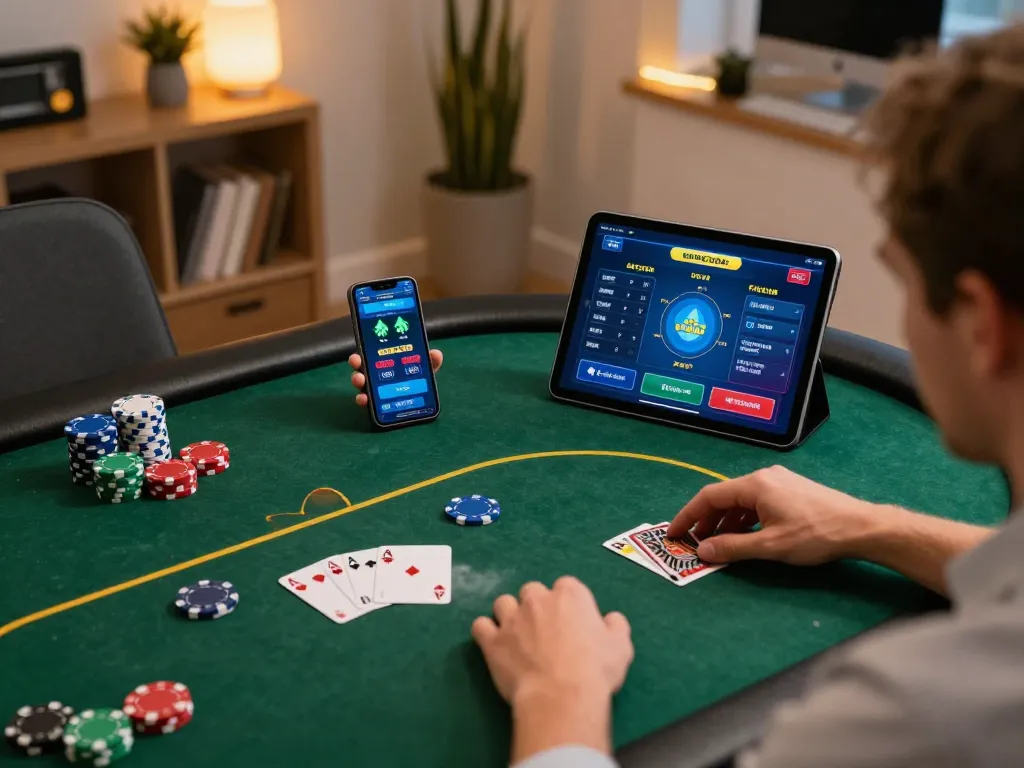 Momen perjudian online yang menarik menunjukkan permainan poker dengan fitur alternatif deluna4d dan pengaturan permainan modern