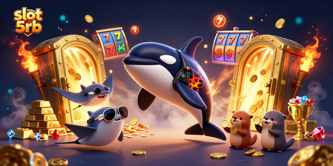Experience winning with slot 5rb as the dynamic orca, stingray, and otters celebrate with coins.