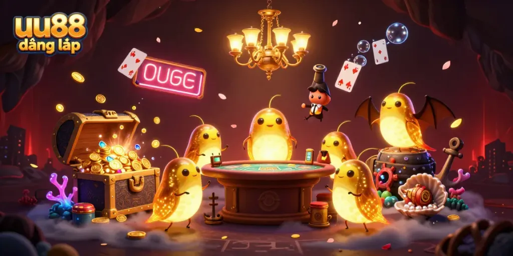 uu88 đăng nhập brightens the cave casino with glowing glowworms and captivating gaming elements.