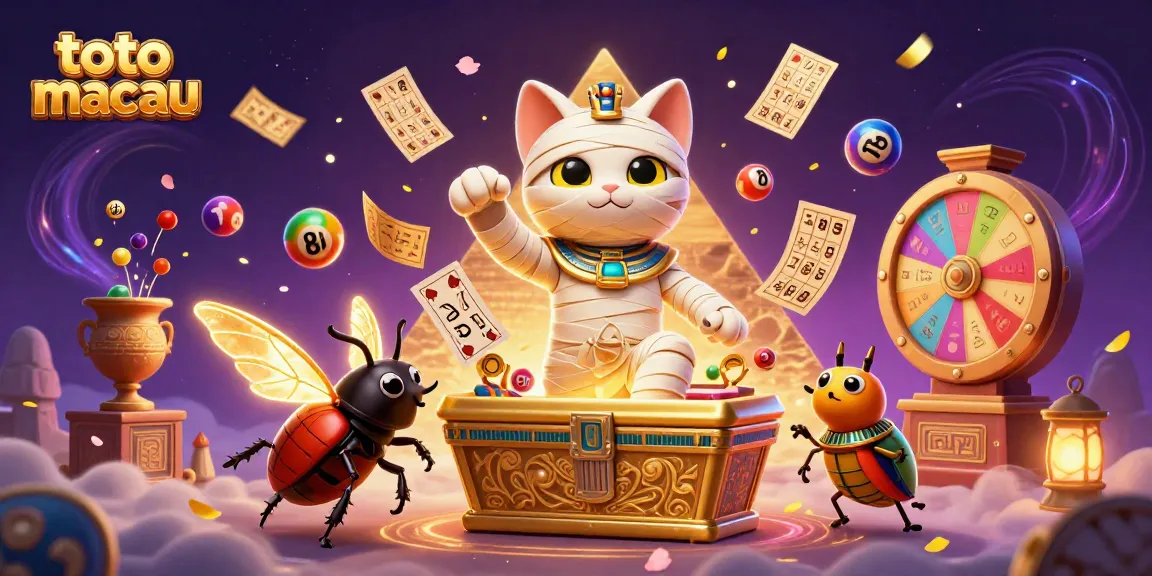 Toto macau menang lotere dengan kartu bingo dan bola berwarna-warni di kasino
